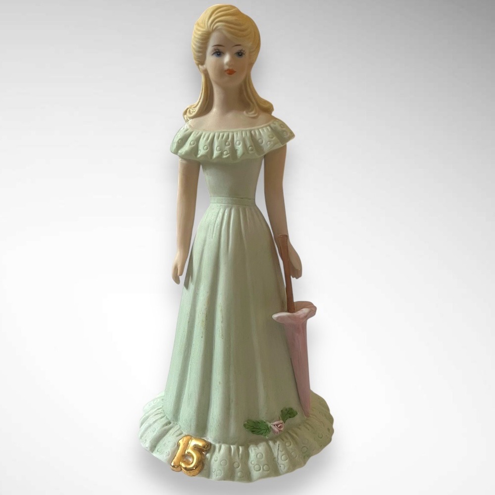 ENESCO Vintage Growing Up Girls #15 Bisque Porcelain Figurine 1981 With Tags